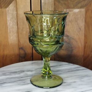 Vintage Green Glass Goblet